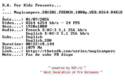 NFO for the release Magicampers.S01E01.FRENCH.1080p.WEB.H264-D4KiD by D4KiD