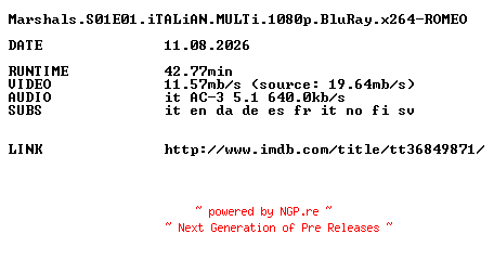 NFO for the release Marshals.S01E01.iTALiAN.MULTi.1080p.BluRay.x264-ROMEO by ROMEO