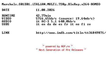 NFO for the release Marshals.S01E01.iTALiAN.MULTi.720p.BluRay.x264-ROMEO by ROMEO