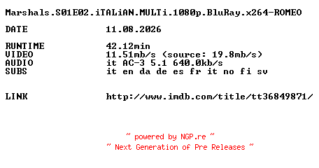 NFO for the release Marshals.S01E02.iTALiAN.MULTi.1080p.BluRay.x264-ROMEO by ROMEO
