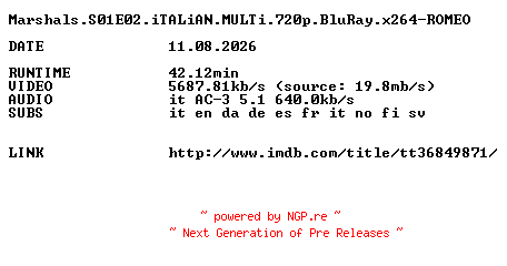 NFO for the release Marshals.S01E02.iTALiAN.MULTi.720p.BluRay.x264-ROMEO by ROMEO