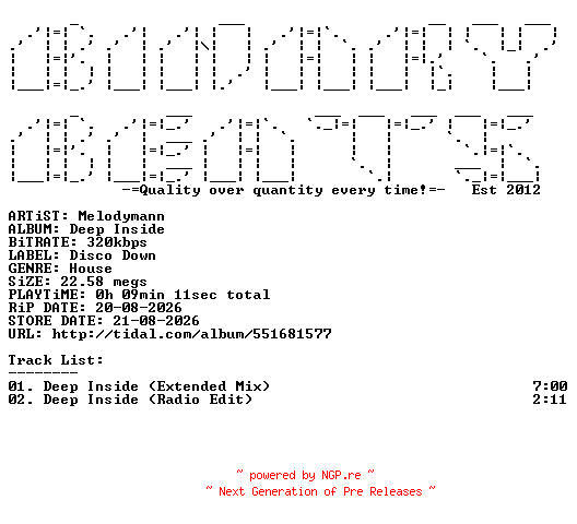 NFO for the release Melodymann-Deep_Inside-(DD709)-WEB-2026-BB by BB