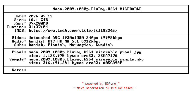 NFO for the release Moon.2009.1080p.BluRay.H264-MiSERABLE by MiSERABLE