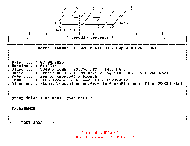NFO for the release Mortal.Kombat.II.2026.MULTI.DV.2160p.WEB.H265-LOST by LOST