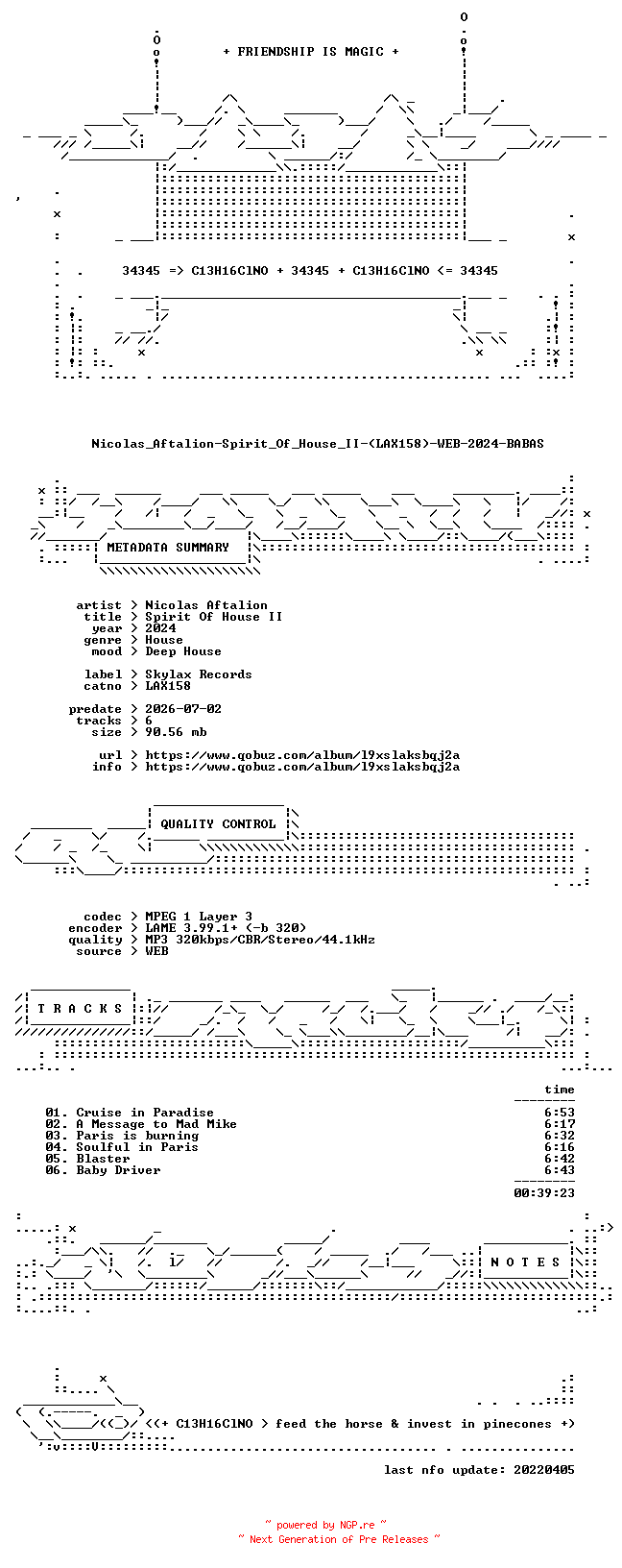 NFO for the release Nicolas_Aftalion-Spirit_Of_House_II-(LAX158)-WEB-2024-BABAS by BABAS