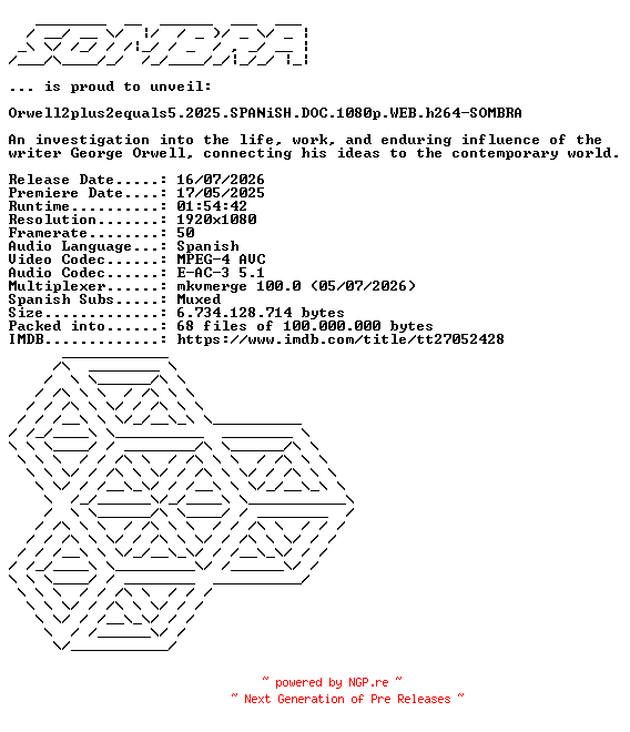 NFO for the release Orwell.2.plus.2.equals.5.2025.SPANiSH.DOC.1080p.WEB.h264-SOMBRA by SOMBRA
