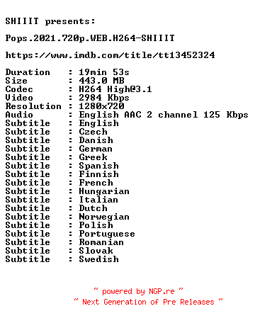 NFO for the release Pops.2021.720p.WEB.H264-SHIIIT by SHIIIT