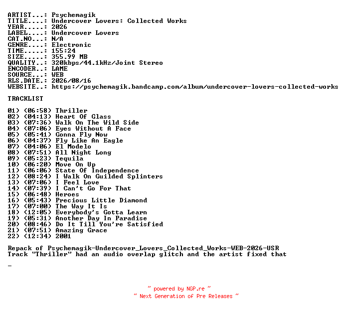 NFO for the release Psychemagik-Undercover_Lovers_Collected_Works-REPACK-WEB-2026-USR by USR