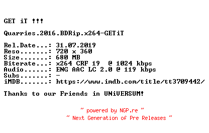 NFO for the release Quarries.2016.BDRip.x264-GETiT by GETiT