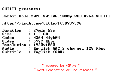 NFO for the release Rabbit.Hole.2026.S01E06.1080p.WEB.H264-SHIIIT by SHIIIT