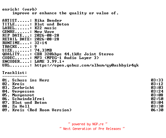 NFO for the release Rika_Bender-Blut_und_Beton-WEB-DE-2026-ENRiCH by ENRiCH