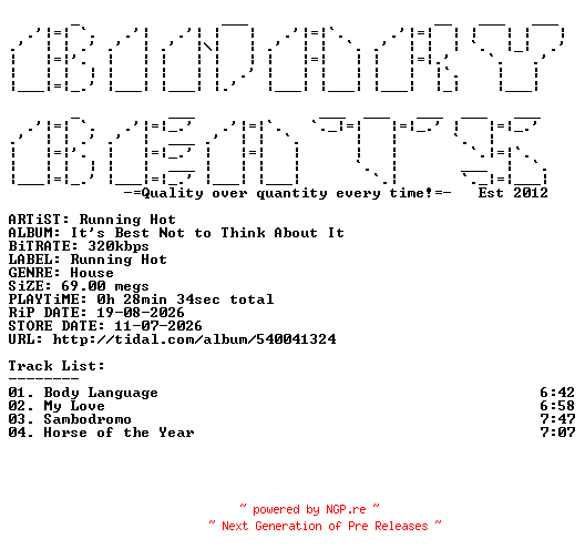 NFO for the release Running_Hot-Its_Best_Not_To_Think_About_It-(RHR03)-WEB-2026-BB by BB
