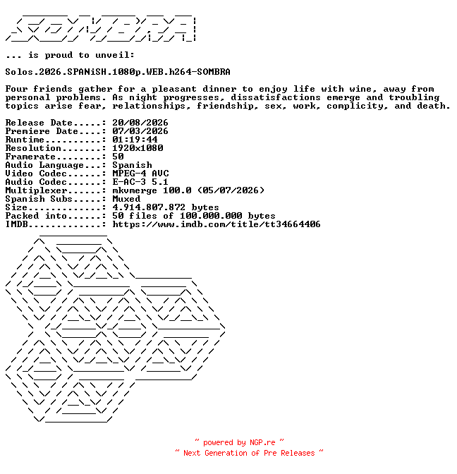 NFO for the release Solos.2026.SPANiSH.1080p.WEB.h264-SOMBRA by SOMBRA
