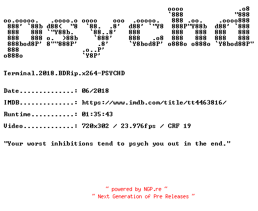 NFO for the release Terminal.2018.BDRip.x264-PSYCHD by PSYCHD