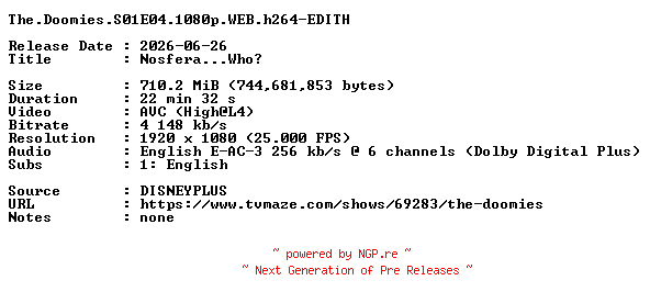 NFO for the release The.Doomies.S01E04.1080p.WEB.h264-EDITH by EDITH