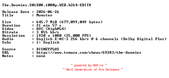 NFO for the release The.Doomies.S01E08.1080p.WEB.h264-EDITH by EDITH
