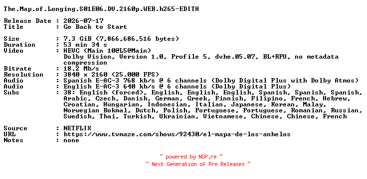 NFO for the release The.Map.of.Longing.S01E06.DV.2160p.WEB.h265-EDITH by EDITH