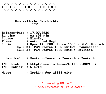 NFO for the release Unmoralische.Geschichten.1973.DUAL.COMPLETE.BLURAY.iNTERNAL-FiSSiON by FiSSiON