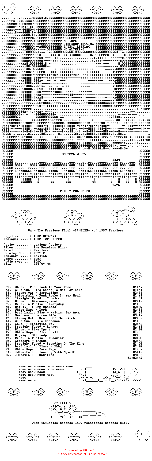 NFO for the release VA--The_Fearless_Flush-SAMPLER-FLAC-1997-MEOWZiK by MEOWZiK