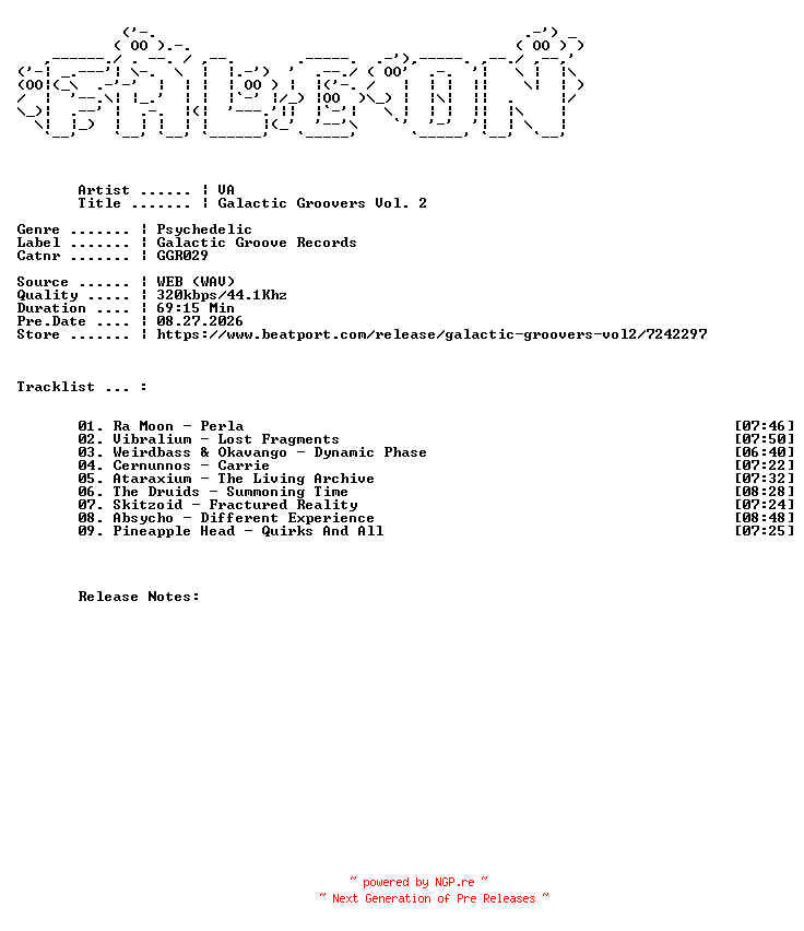 NFO for the release VA-Galactic_Groovers_Vol._2-(GGR029)-WEB-2026-FALCON by FALCON