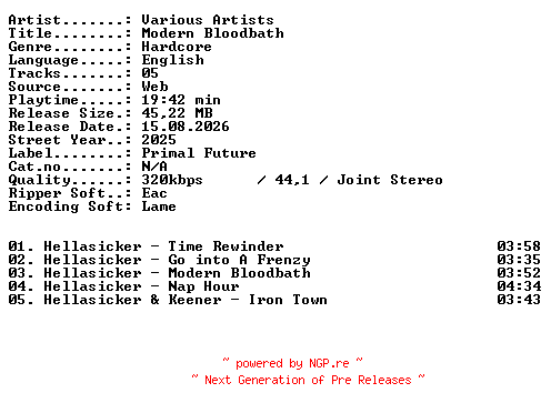 NFO for the release VA-Modern_Bloodbath-WEB-2025-XTC_iNT by XTC_iNT