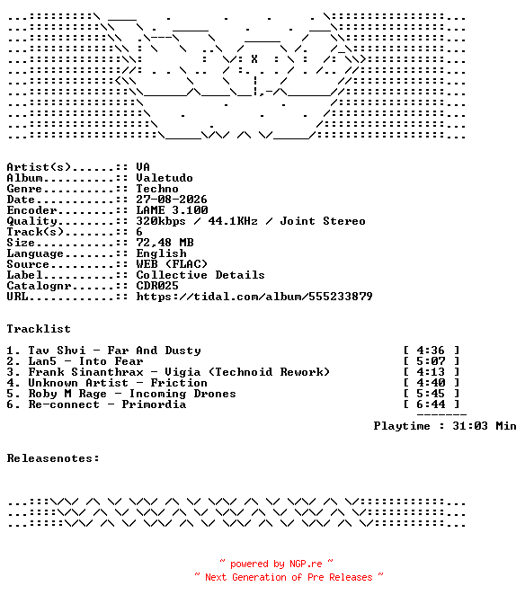 NFO for the release VA-Valetudo-CDR025-WEB-2026-WAV by WAV