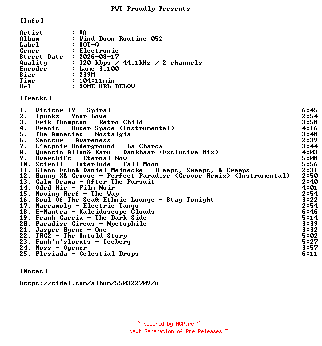 NFO for the release VA-Wind_Down_Routine_052-WEB-2026-PWT by PWT