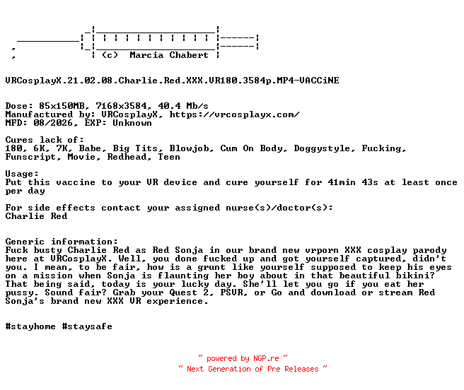 NFO for the release VRCosplayX.21.02.08.Charlie.Red.XXX.VR180.3584p.MP4-VACCiNE by VACCiNE