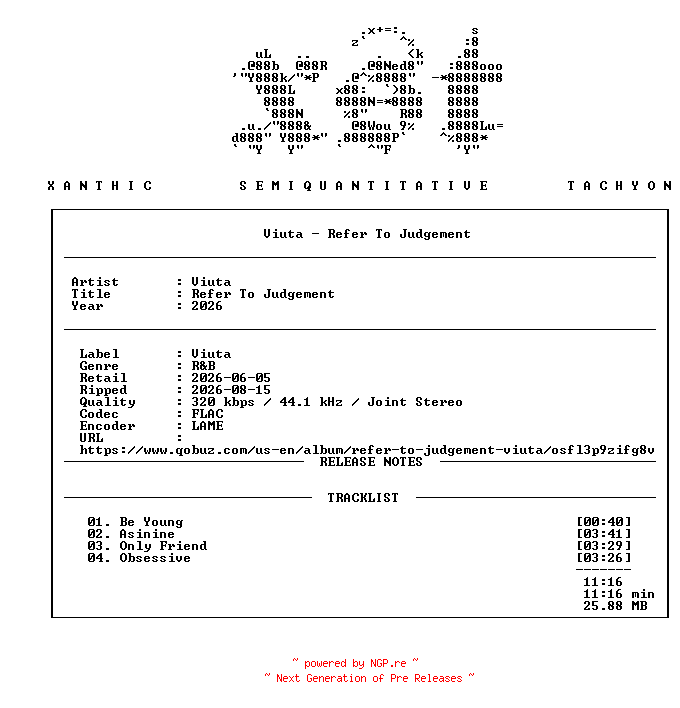 NFO for the release Viuta-Refer_To_Judgement-WEB-2026-xST by xST