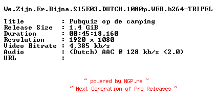 NFO for the release We.Zijn.Er.Bijna.S15E03.DUTCH.1080p.WEB.h264-TRIPEL by TRIPEL