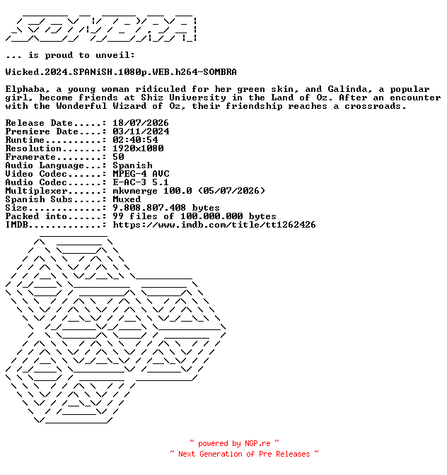 NFO for the release Wicked.2024.SPANiSH.1080p.WEB.h264-SOMBRA by SOMBRA