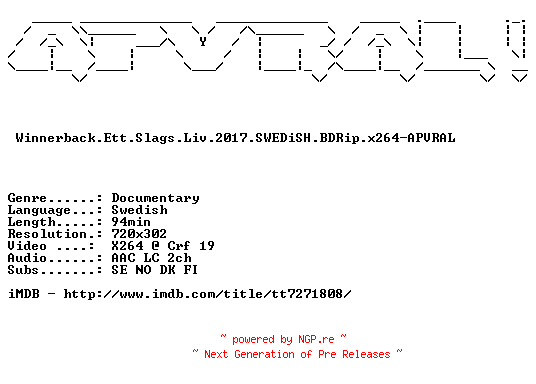NFO for the release Winnerback.Ett.Slags.Liv.2017.SWEDiSH.BDRip.x264-APVRAL by APVRAL