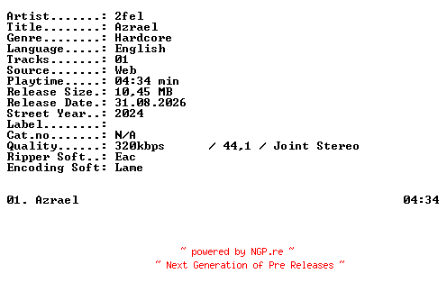 NFO for the release 2fel-Azrael-SINGLE-WEB-2024-XTC_iNT by XTC_iNT