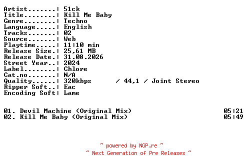 NFO for the release 51ck-Kill_Me_Baby-WEB-2024-XTC_iNT by XTC_iNT