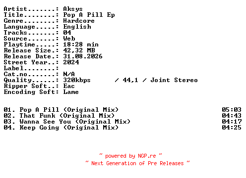 NFO for the release Aksys-Pop_A_Pill_EP-WEB-2024-XTC_iNT by XTC_iNT