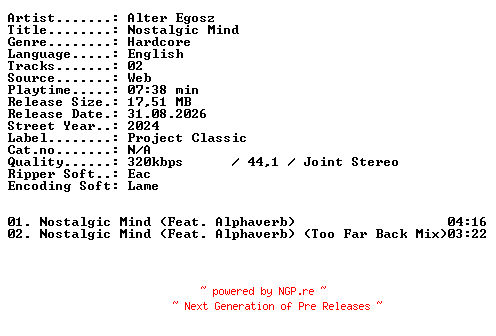 NFO for the release Alter_Egosz-Nostalgic_Mind-WEB-2024-XTC_iNT by XTC_iNT
