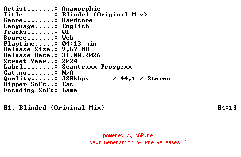 NFO for the release Anamorphic-Blinded_(Original_Mix)-SINGLE-WEB-2024-XTC_iNT by XTC_iNT