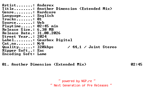 NFO for the release Anderex-Another_Dimension_(Extended_Mix)-SINGLE-WEB-2024-XTC_iNT by XTC_iNT