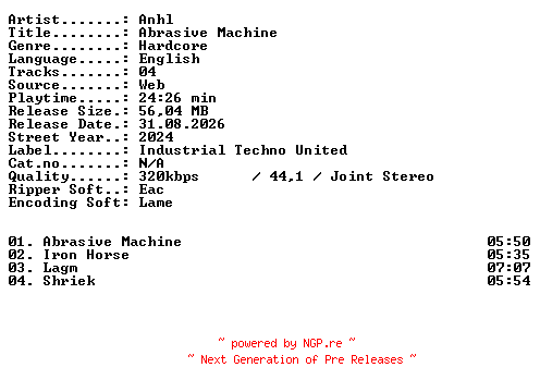 NFO for the release Anhl-Abrasive_Machine-WEB-2024-XTC_iNT by XTC_iNT