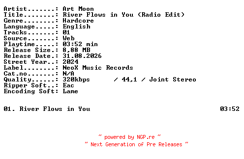 NFO for the release Art_Moon-River_Flows_in_You_(Radio_Edit)-SINGLE-WEB-2024-XTC_iNT by XTC_iNT