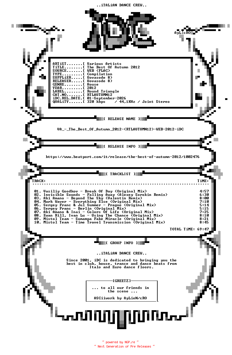 NFO for the release VA_-_The_Best_Of_Autumn_2012-(RTLAUTUMN12)-WEB-2012-iDC by iDC