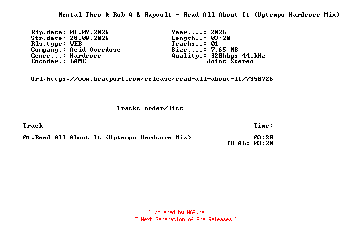 NFO for the release Mental_Theo_And_Rob_Q_And_Rayvolt_-_Read_All_About_It_(Uptempo_Hardcore_Mix)-SINGLE-WEB-2026-FMC by FMC