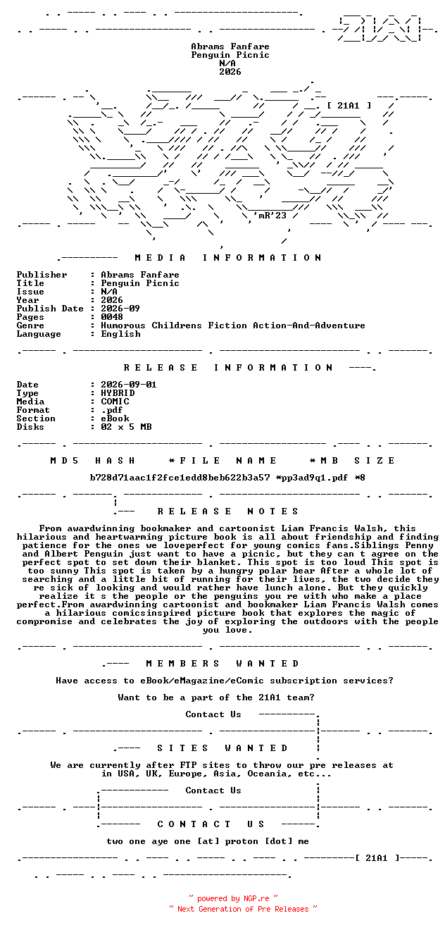 NFO for the release Abrams.Fanfare.-.Penguin.Picnic.2026.HYBRID.COMIC.eBook-21A1 by 21A1