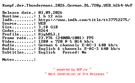 NFO for the release Kampf.der.Thundermans.2026.German.DL.720p.WEB.h264-WvF by WvF