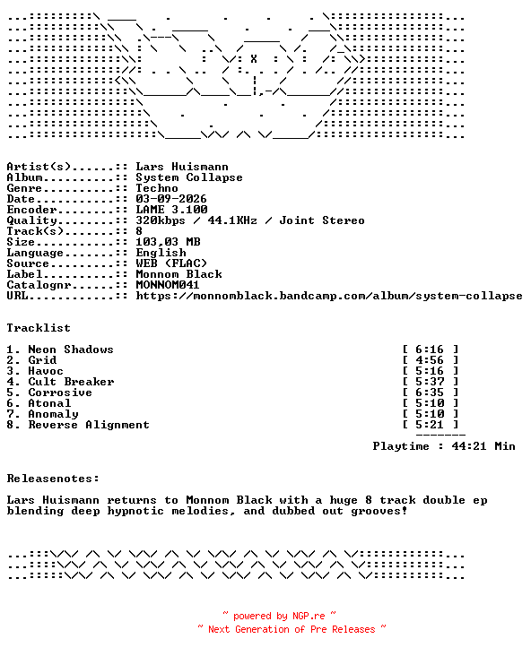 NFO for the release Lars_Huismann-System_Collapse-MONNOM041-WEB-2026-WAV by WAV