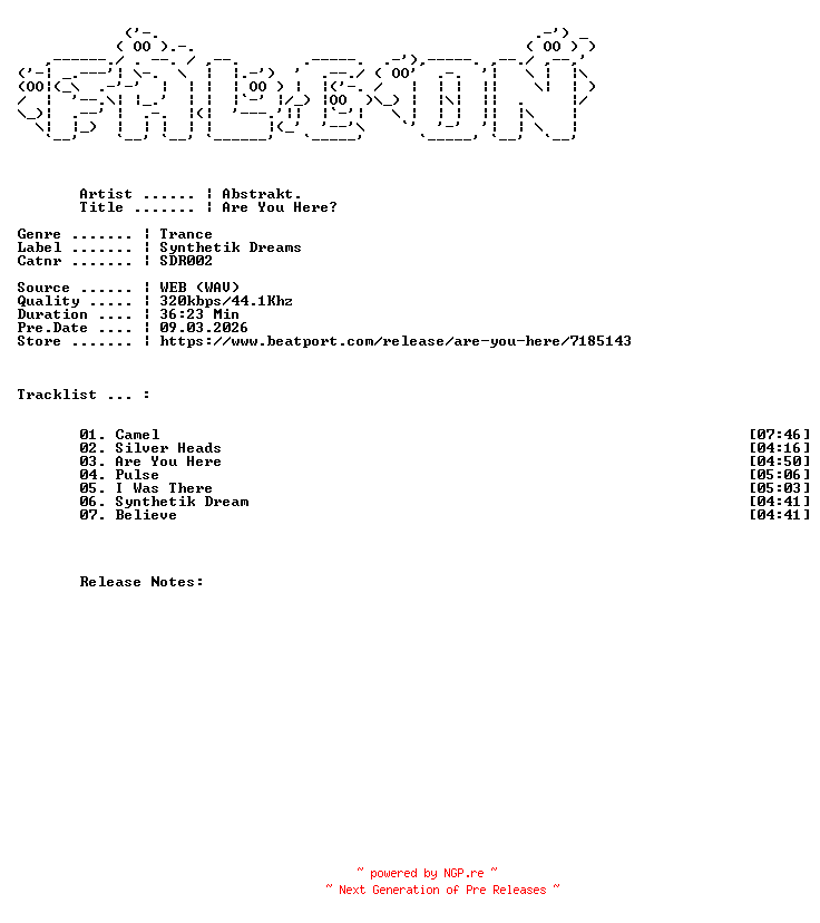 NFO for the release Abstrakt.-Are_You_Here-(SDR002)-WEB-2026-FALCON by FALCON