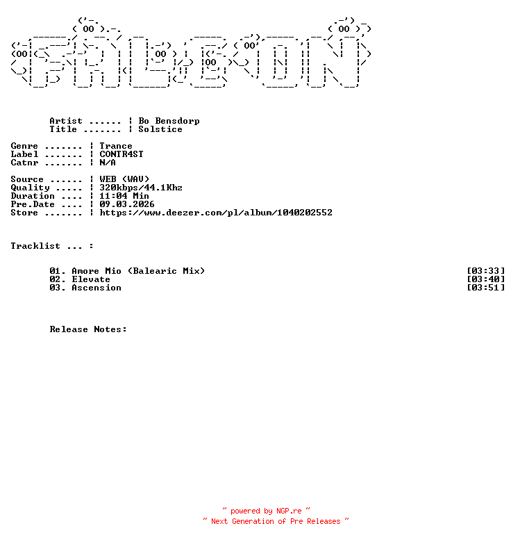 NFO for the release Bo_Bensdorp-Solstice-WEB-2026-FALCON by FALCON