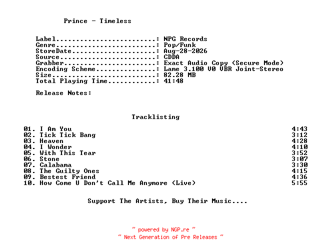 NFO for the release Prince-Timeless-2026-C4 by C4