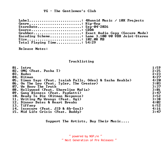 NFO for the release YG-The_Gentlemens_Club-2026-C4 by C4