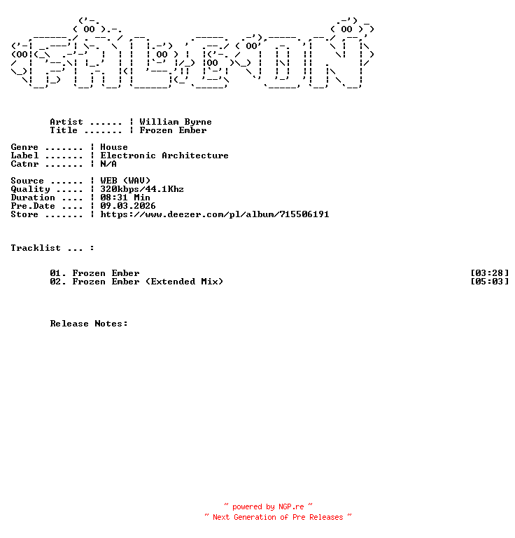 NFO for the release William_Byrne-Frozen_Ember-WEB-2025-FALCON by FALCON